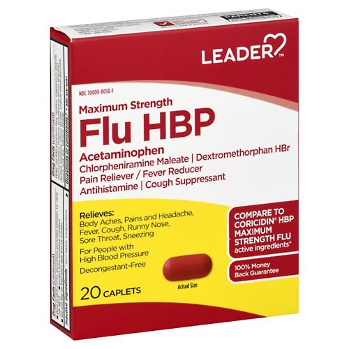 Image for Leader Flu HBP, Maximum Strength, Caplets,20ea from COOPERS PHARMACY